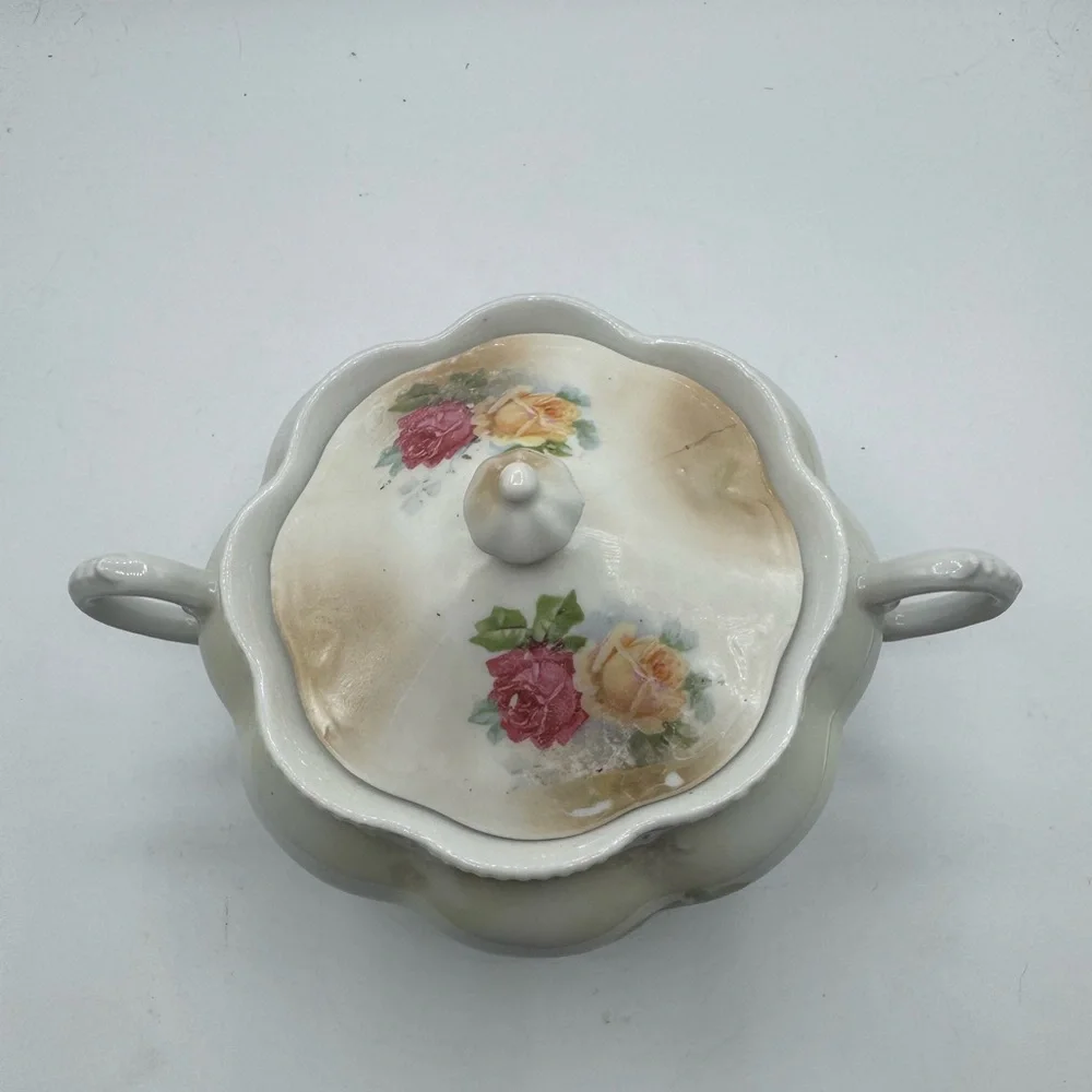 VINTAGE MADE IN ZGERMAN FLORAL LIDDED CANDY DISH